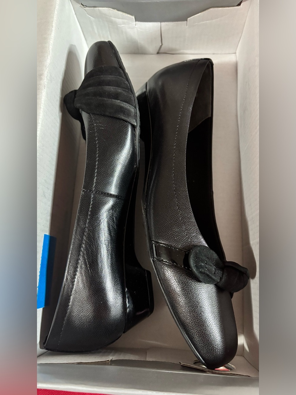 Ros Hommerson Black Leather Flats with Knotted Accent